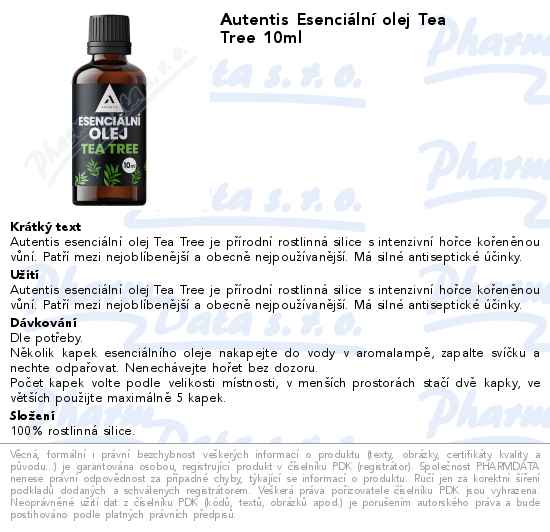 Autentis EsenciĂˇlnĂ­ olej Tea Tree 10ml