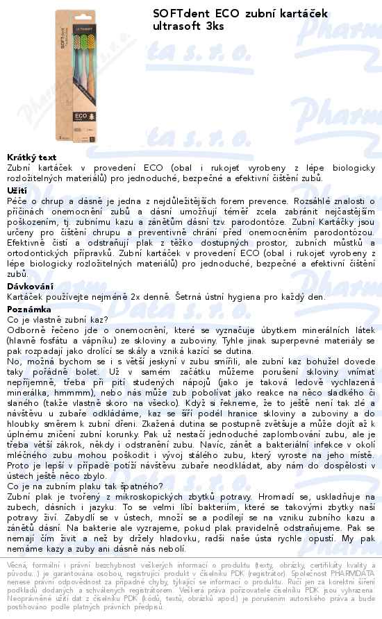SOFTdent ECO zubnĂ­ kartĂˇÄŤek ultrasoft 3ks