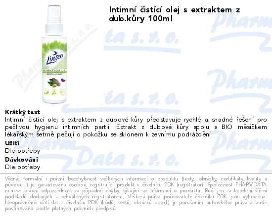 IntimnĂ­ ÄŤistĂ­cĂ­ olej s extraktem z dub.kĹŻry 100ml