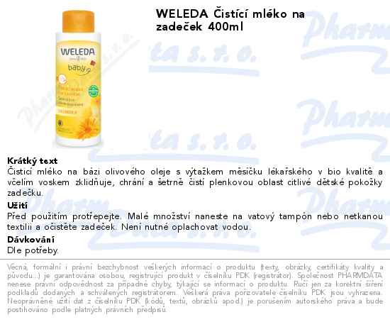 WELEDA ÄŚistĂ­cĂ­ mlĂ©ko na zadeÄŤek 400ml