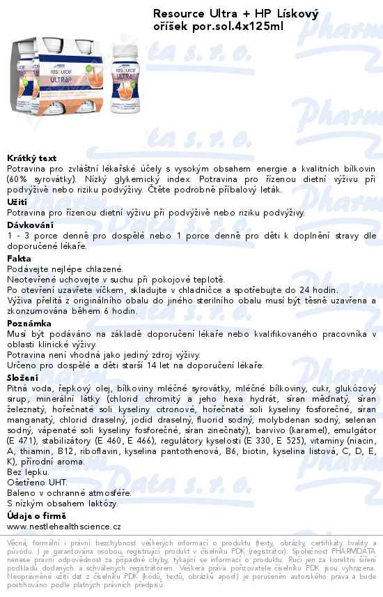 Resource Ultra + HP LĂ­skovĂ˝ oĹ™Ă­Ĺˇek por.sol.4x125ml