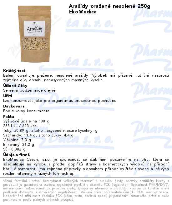 AraĹˇĂ­dy praĹľenĂ© nesolenĂ© 250g EkoMedica