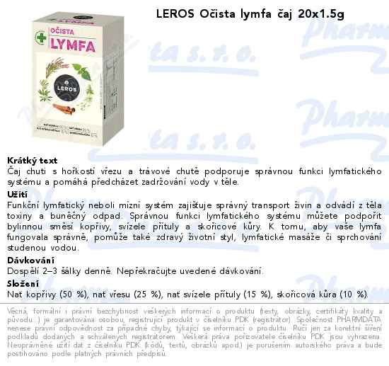 LEROS OÄŤista lymfa ÄŤaj 20x1.5g