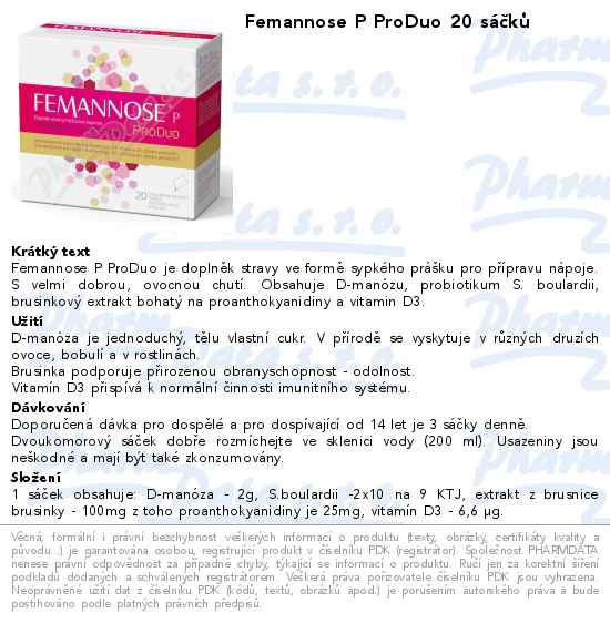 Femannose P ProDuo 20 sĂˇÄŤkĹŻ