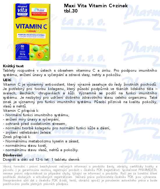 Maxi Vita Vitamin C+zinek tbl.30