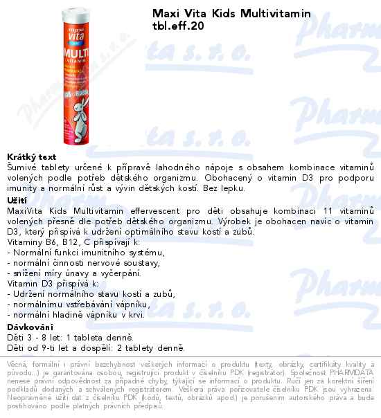 Maxi Vita Kids Multivitamin tbl.eff.20