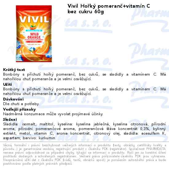 Vivil HoĹ™kĂ˝ pomeranÄŤ+vitamĂ­n C bez cukru 60g