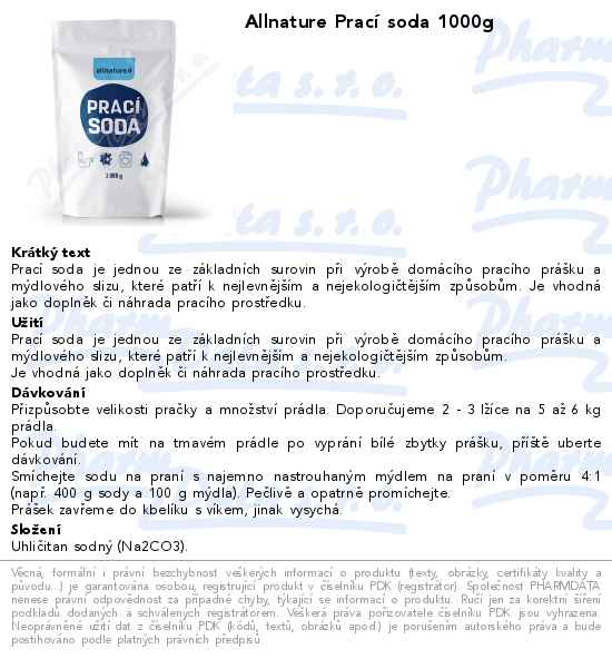 Allnature PracĂ­ soda 1000g