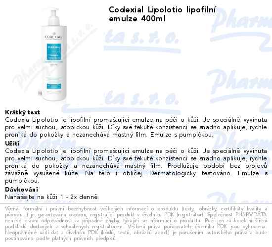 Codexial Lipolotio lipofilnĂ­ emulze 400ml