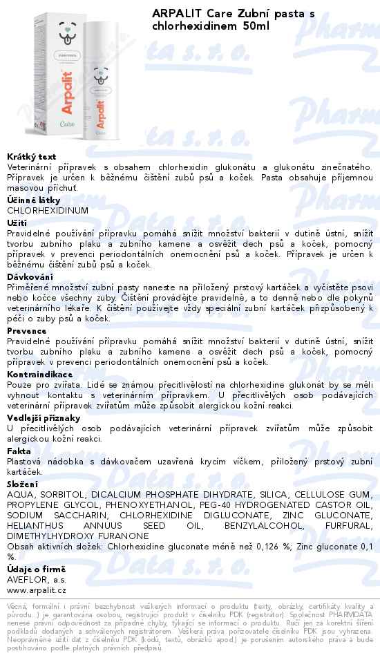 ARPALIT Care ZubnĂ­ pasta s chlorhexidinem 50ml