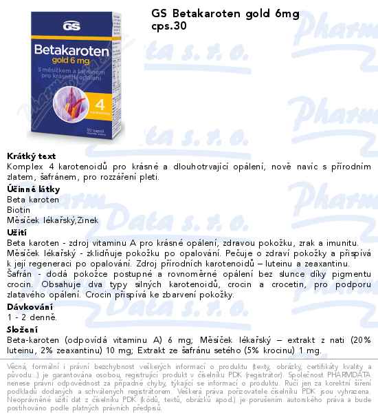 GS Betakaroten gold 6mg cps.30