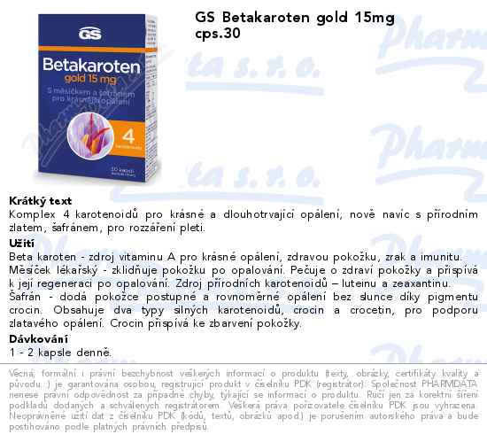 GS Betakaroten gold 15mg cps.30