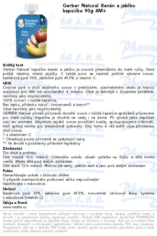 Gerber Natural BanĂˇn a jablko kapsiÄŤka 90g 4M+