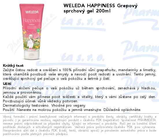 WELEDA HAPPINESS GrepovĂ˝ sprchovĂ˝ gel 200ml