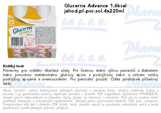 Glucerna Advance 1.6kcal jahod.pĹ™.por.sol.4x220ml