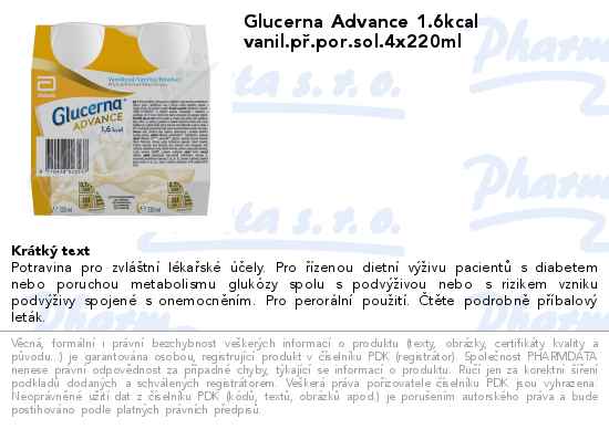 Glucerna Advance 1.6kcal vanil.pĹ™.por.sol.4x220ml