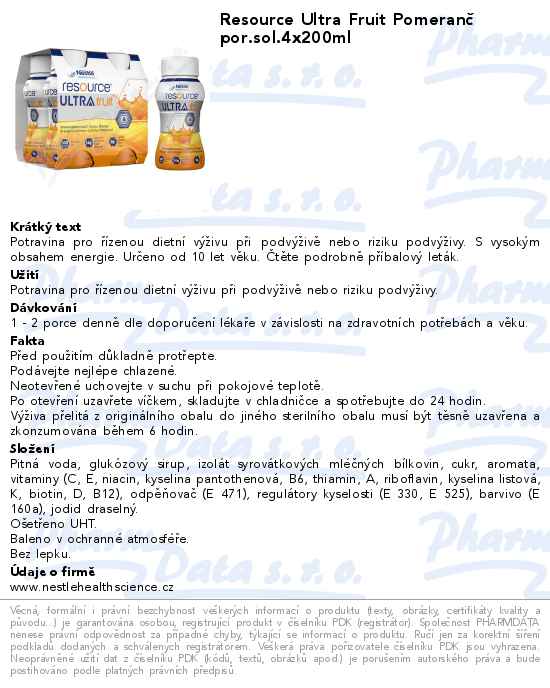 Resource Ultra Fruit PomeranÄŤ por.sol.4x200ml