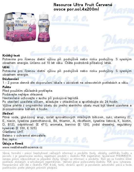 Resource Ultra Fruit ÄŚervenĂ© ovoce por.sol.4x200ml