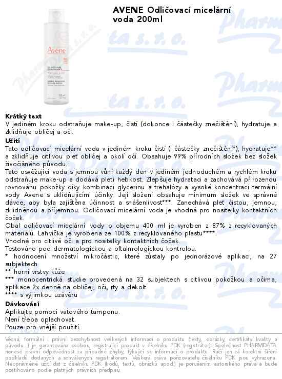 AVENE OdliÄŤovacĂ­ micelĂˇrnĂ­ voda 200ml