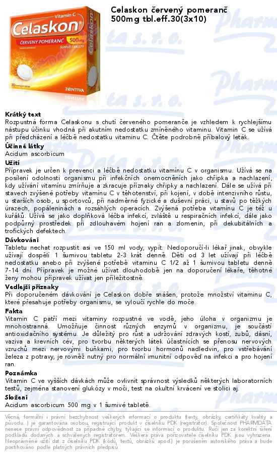 Celaskon ÄŤervenĂ˝ pomeranÄŤ 500mg tbl.eff.30(3x10)