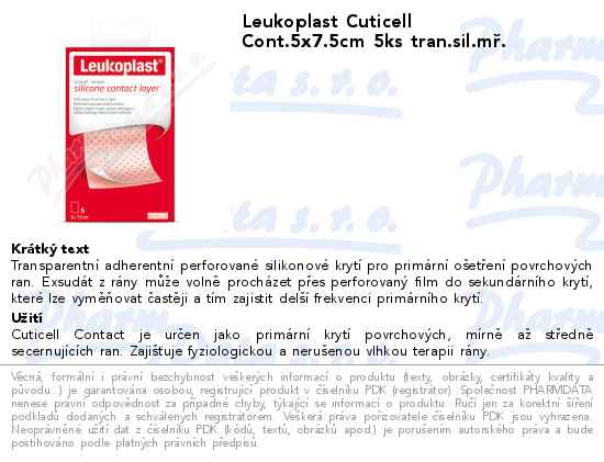 Leukoplast Cuticell Cont.5x7.5cm 5ks tran.sil.mĹ™.
