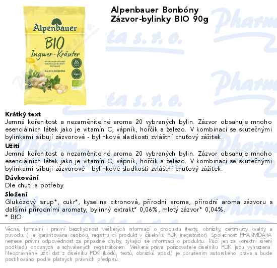 Alpenbauer BonbĂłny ZĂˇzvor-bylinky BIO 90g