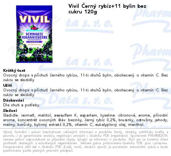 Vivil ÄŚernĂ˝ rybĂ­z+11 bylin bez cukru 120g