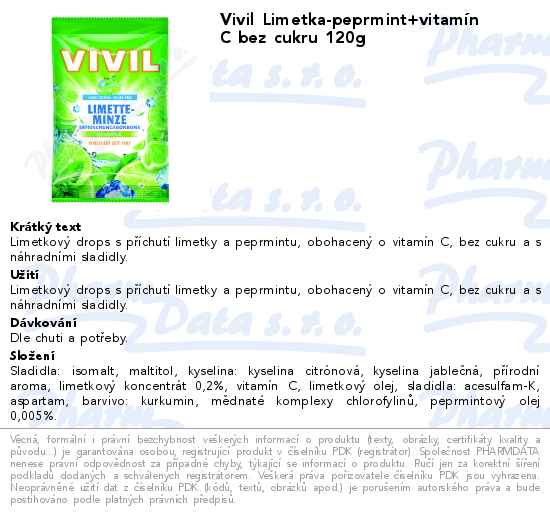 Vivil Limetka-peprmint+vitamĂ­n C bez cukru 120g