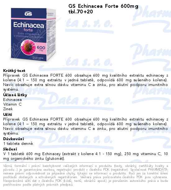 GS Echinacea Forte 600 tbl.70+20