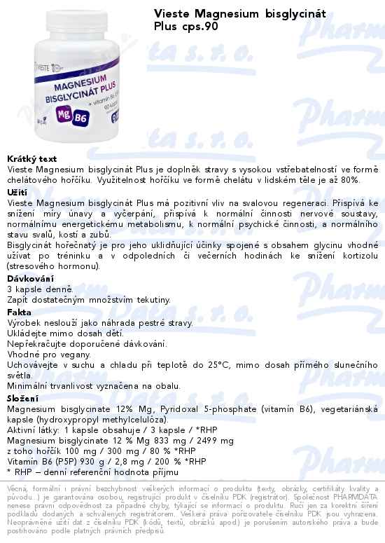Vieste Magnesium bisglycinĂˇt Plus cps.90