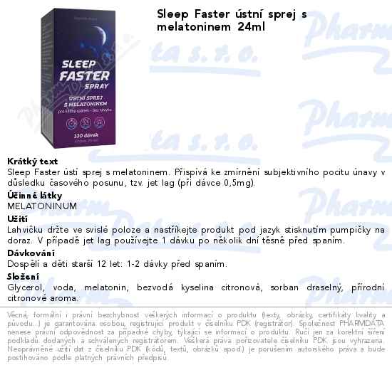 Sleep Faster ĂşstnĂ­ sprej s melatoninem 24ml