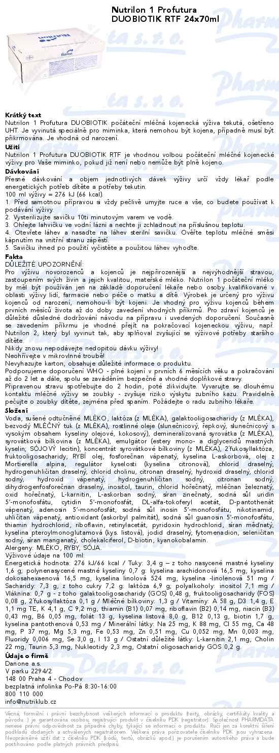Nutrilon 1 Profutura DUOBIOTIK RTF 24x70ml