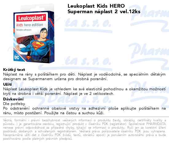 Leukoplast Kids HERO Superman nĂˇplast 2 vel.12ks