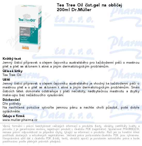 Tea Tree Oil ÄŤist.gel na obliÄŤej 200ml Dr.MĂĽller