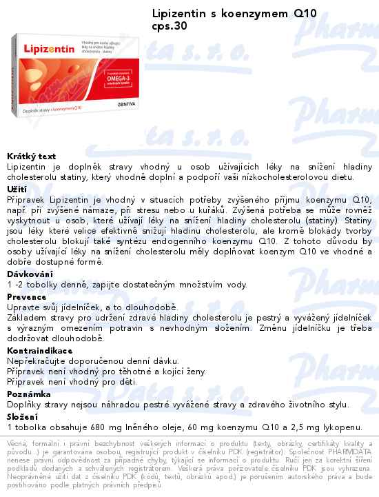 Lipizentin s koenzymem Q10 cps.30