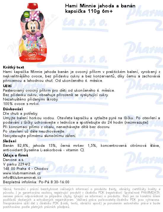 Hami Minnie jahoda a banĂˇn kapsiÄŤka 110g 6m+