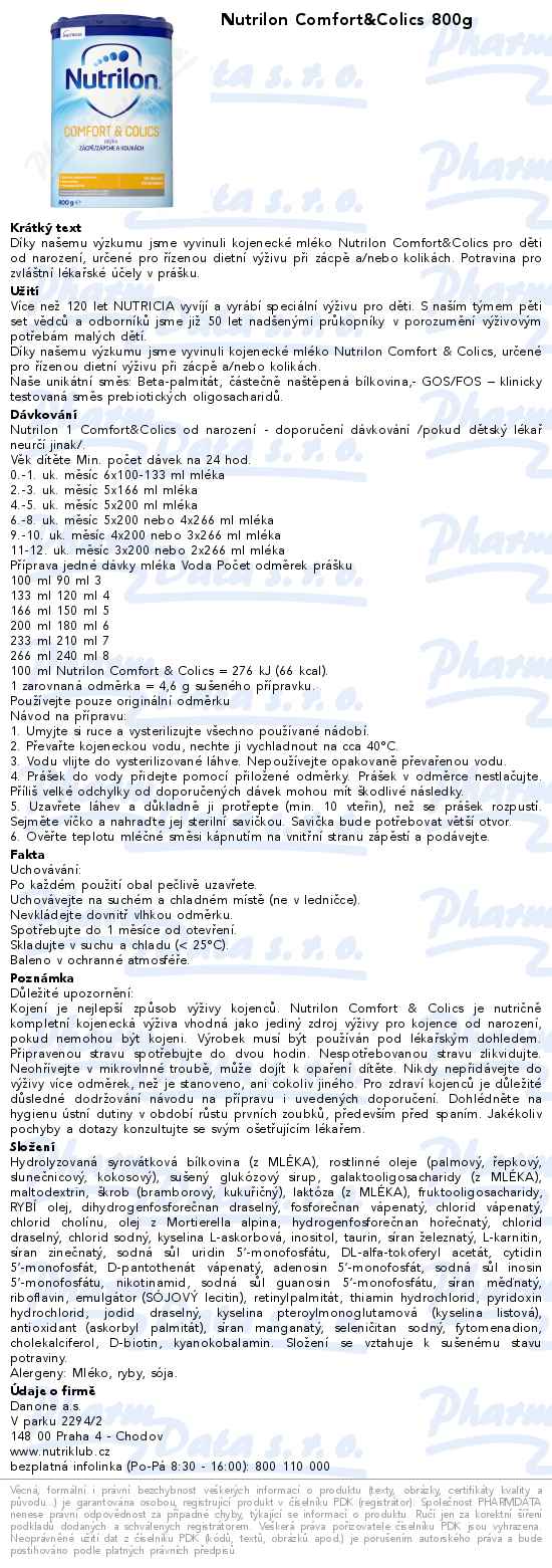 Nutrilon Comfort&Colics 800g