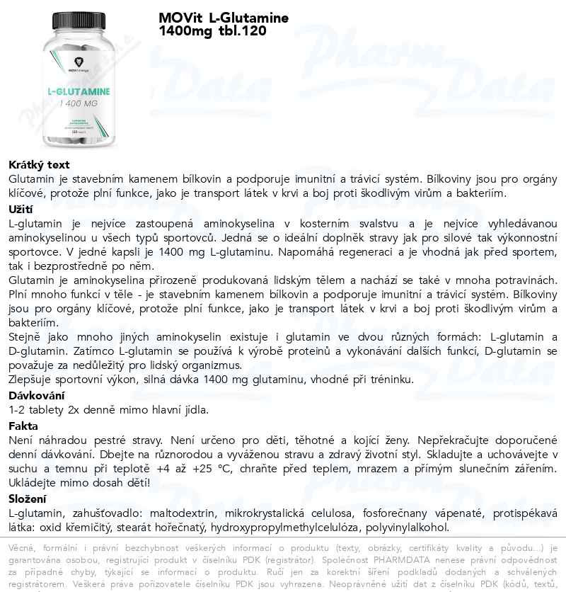 MOVit L-Glutamine 1400mg tbl.120