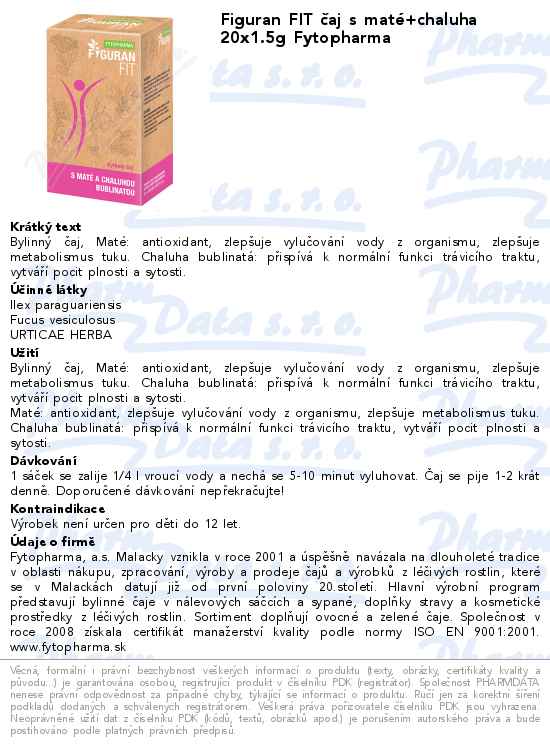 Figuran FIT ÄŤaj s matĂ©+chaluha 20x1.5g Fytopharma