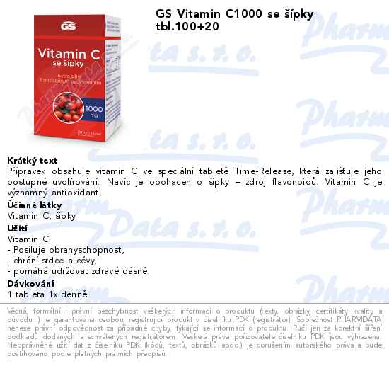 GS Vitamin C1000 se ĹˇĂ­pky tbl.100+20