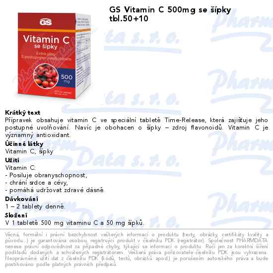 GS Vitamin C 500mg se ĹˇĂ­pky tbl.50+10