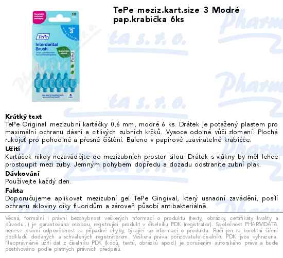 TePe meziz.kart.size 3 ModrĂ© pap.krabiÄŤka 6ks
