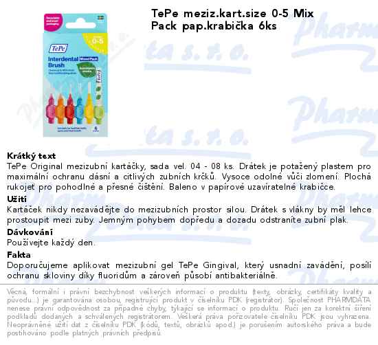 TePe meziz.kart.size 0-5 Mix Pack pap.krabiÄŤka 6ks