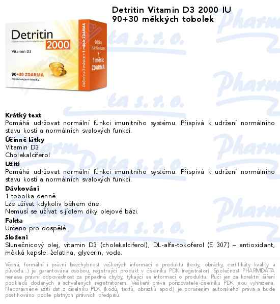Detritin Vitamin D3 2000 IU 90+30 mÄ›kkĂ˝ch tobolek