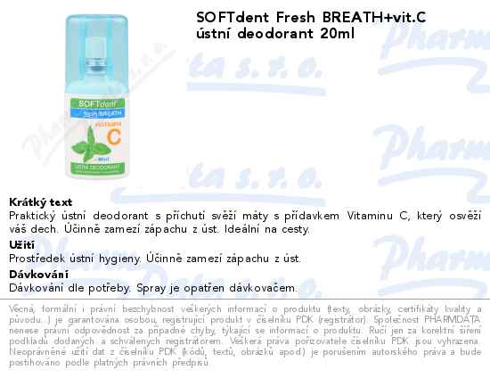 SOFTdent Fresh BREATH+vit.C ĂşstnĂ­ deodorant 20ml
