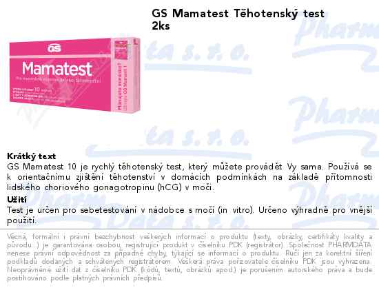 GS Mamatest TÄ›hotenskĂ˝ test 2ks