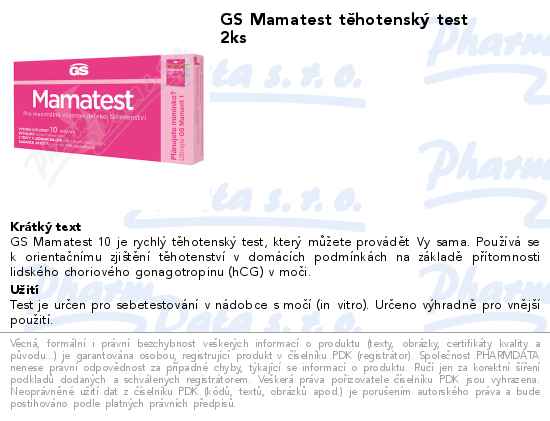 GS Mamatest TÄ›hotenskĂ˝ test 2ks