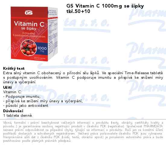 GS Vitamin C1000 se ĹˇĂ­pky tbl.50+10