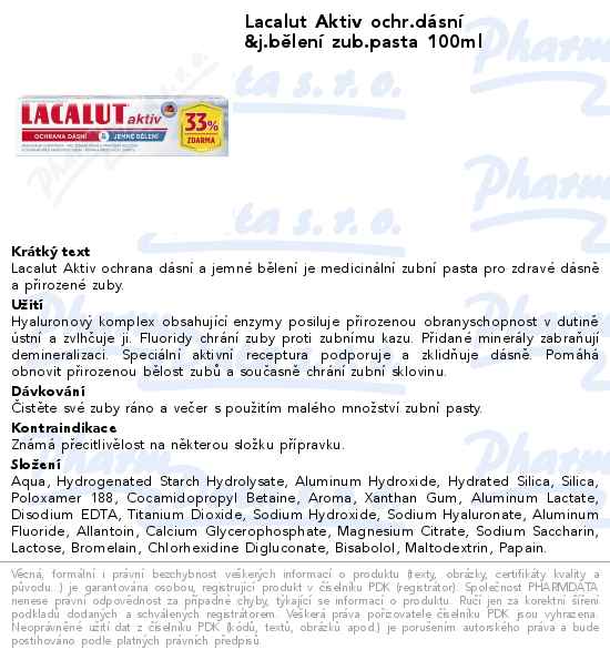 Lacalut Aktiv ochr.dĂˇsnĂ­ &j.bÄ›lenĂ­ zub.pasta 100ml