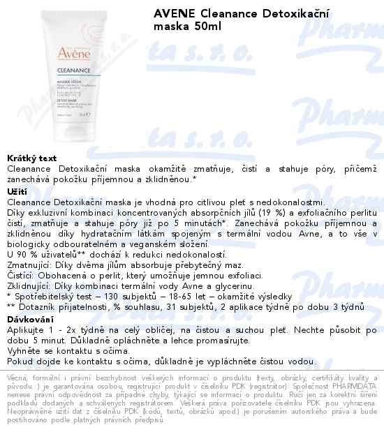 AVENE Cleanance DetoxikaÄŤnĂ­ maska 50ml